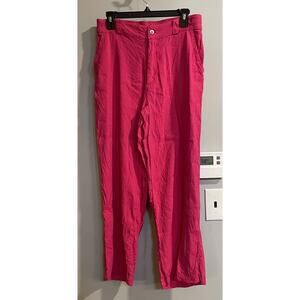 Halston Pants Linen Blend Wide Straight Leg Womens Medium Pockets Lightweight